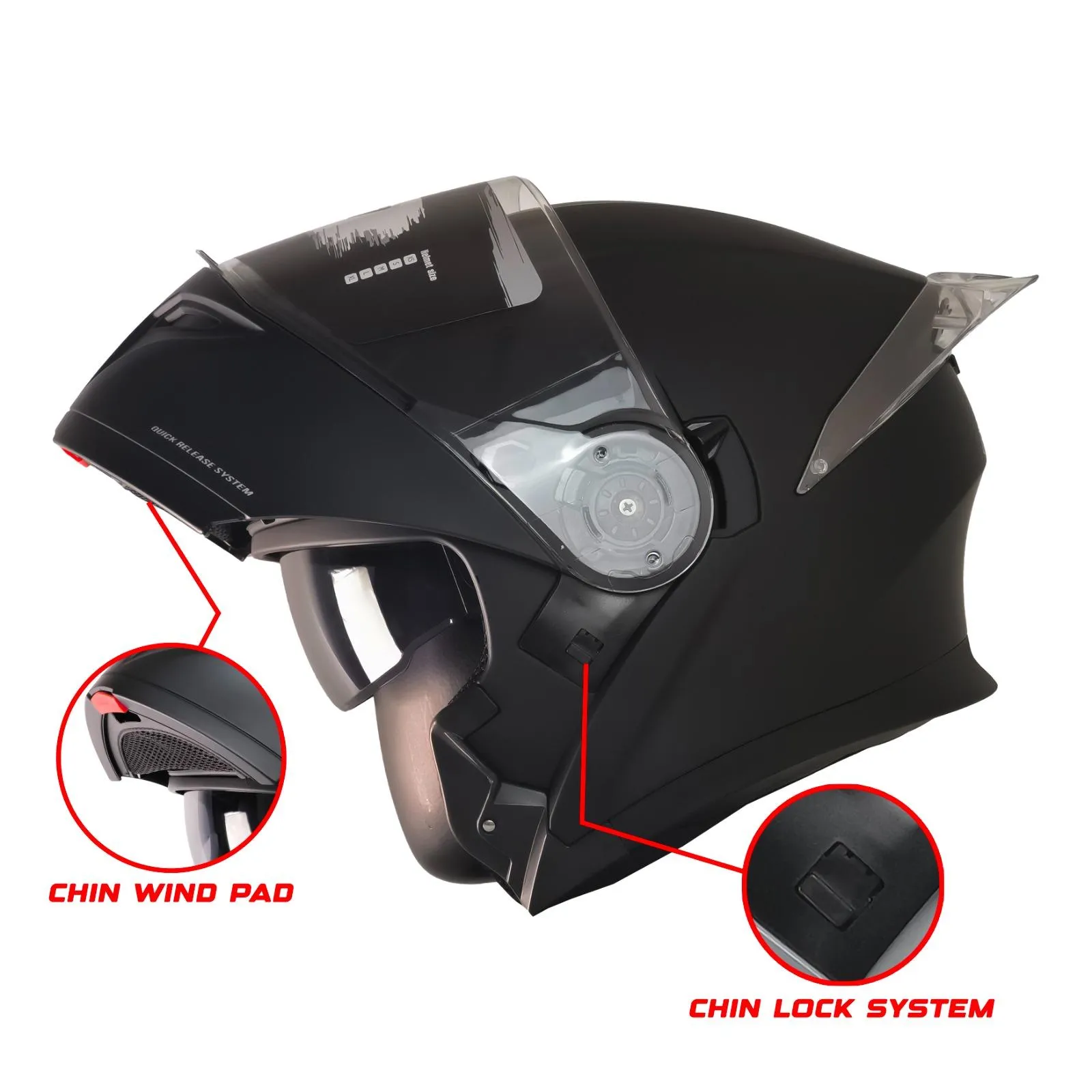 FREE-M 965 MAT SİYAH ÇENE AÇILIR KASK